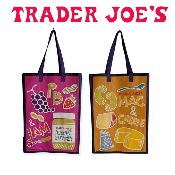Trader Joe's **Two-Sided** Comfort Food **Grocery Bag** NWOT - Picture 1 of 3